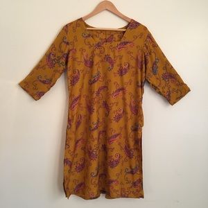 Vintage Indian Paisley Tunic Dress Caftan